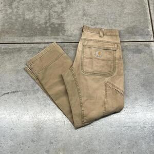 vintage carhartt sun faded tan double knee relaxed baggy dungaree cargo pants